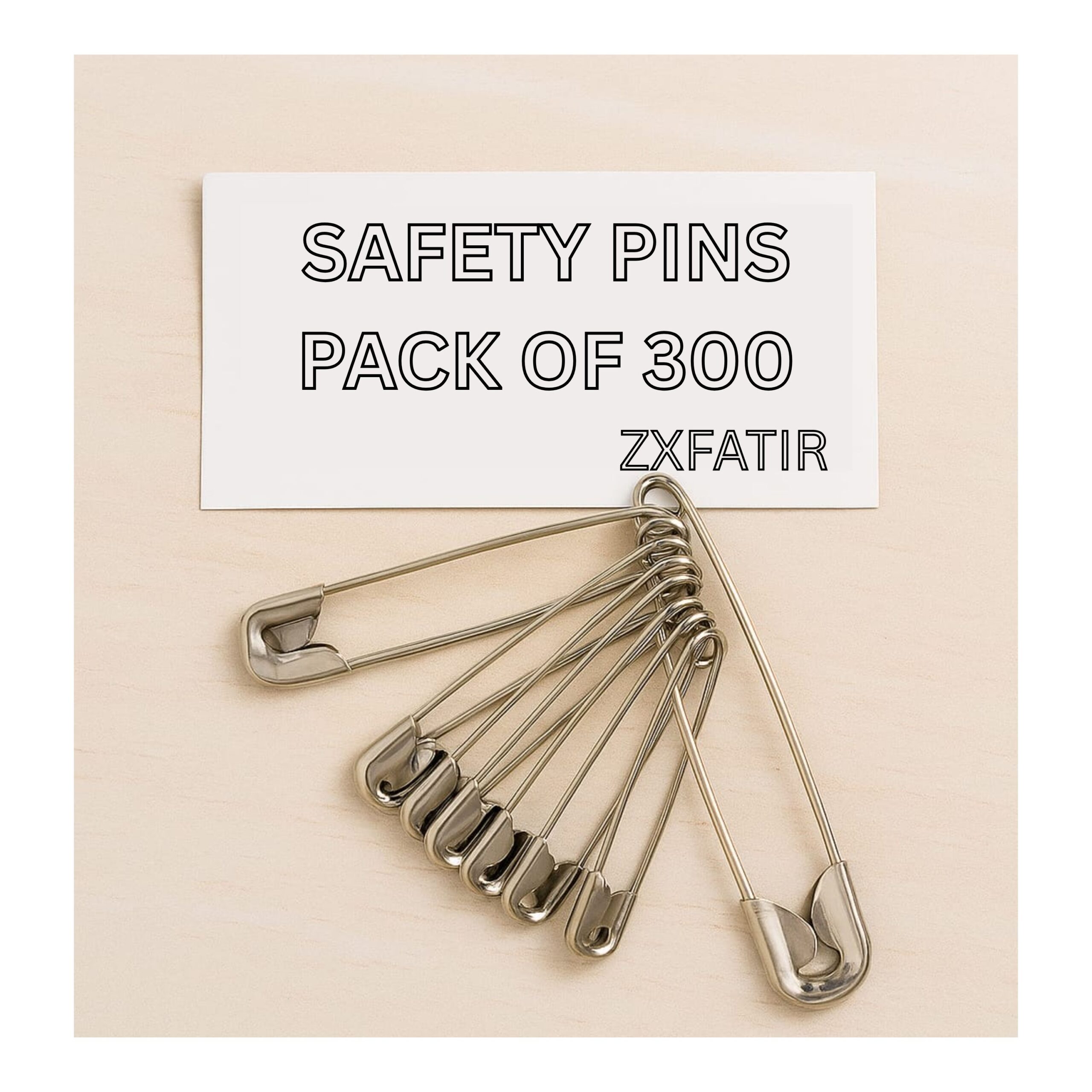 ZxFatir Assorted Safety Pins – 300 Pack, Silver, Small & Large Sizes, Bulk Safety Pins for Clothes, Saree, Women Pin 3 Sizes