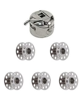 Sewing Machine Bobbin Case and Bobbin Combo, 1 Case and 5 Metal Bobbin, Standard Size (Small Domestic Machine) by ZXFATIR | Metal