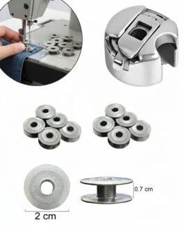Industrial Sewing Machine Bobbin and Bobbin Case Set – Pack of 2 Steel Bobbin Cases and 12 Metal Bobbins – Universal Compatible with Industrial/Commercial Sewing Machines (Singer, Usha, Merit)